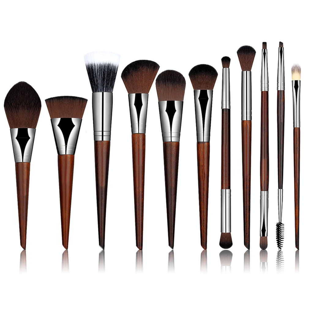 

11 Pcs/Set Professional New Rosewood Makeup Cosmetic Brushes Tools Set For Eye Shadow Powder Foundation Cosmetic Brushes