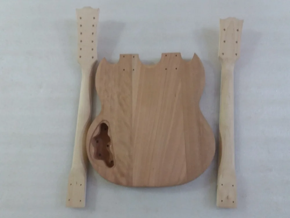 DIY SG Электрический двойной шеи гитары Комплект твердого красного дерева тела и клена шеи