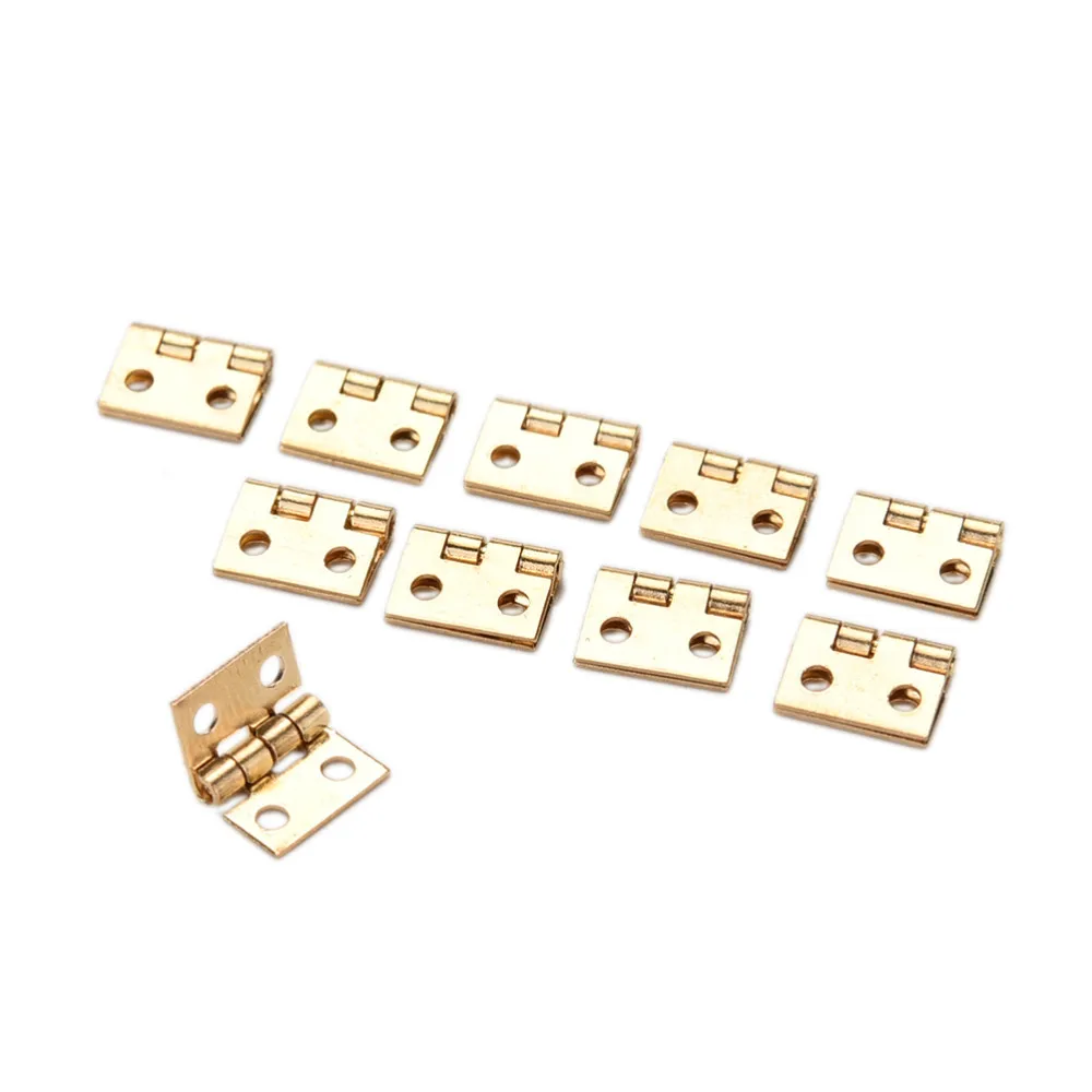 10Pcs Brass Plated Mini Hinge Small Decorative Jewelry Wooden Box