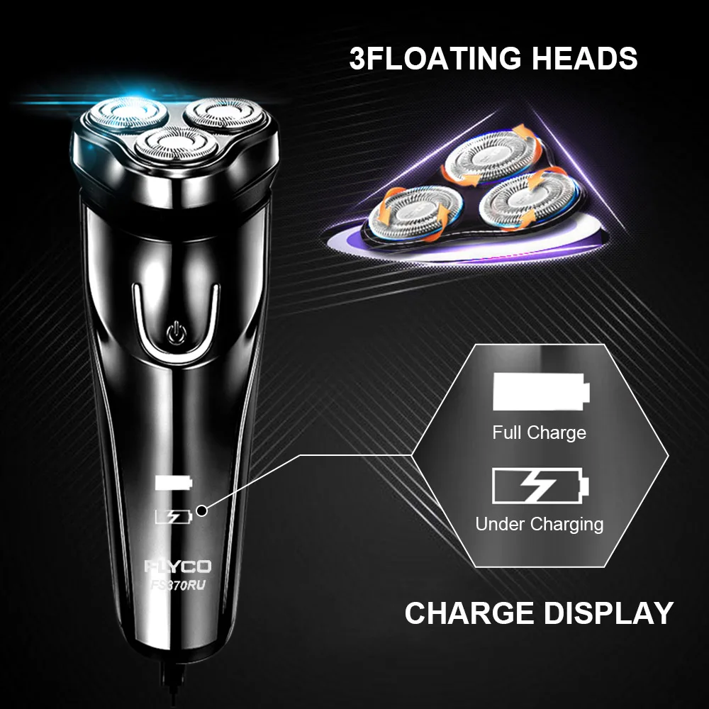 Flyco FS370RU электробритва с 3D плавающими головками Мужская перезаряжаемая бритва полностью моющаяся триммер для волос