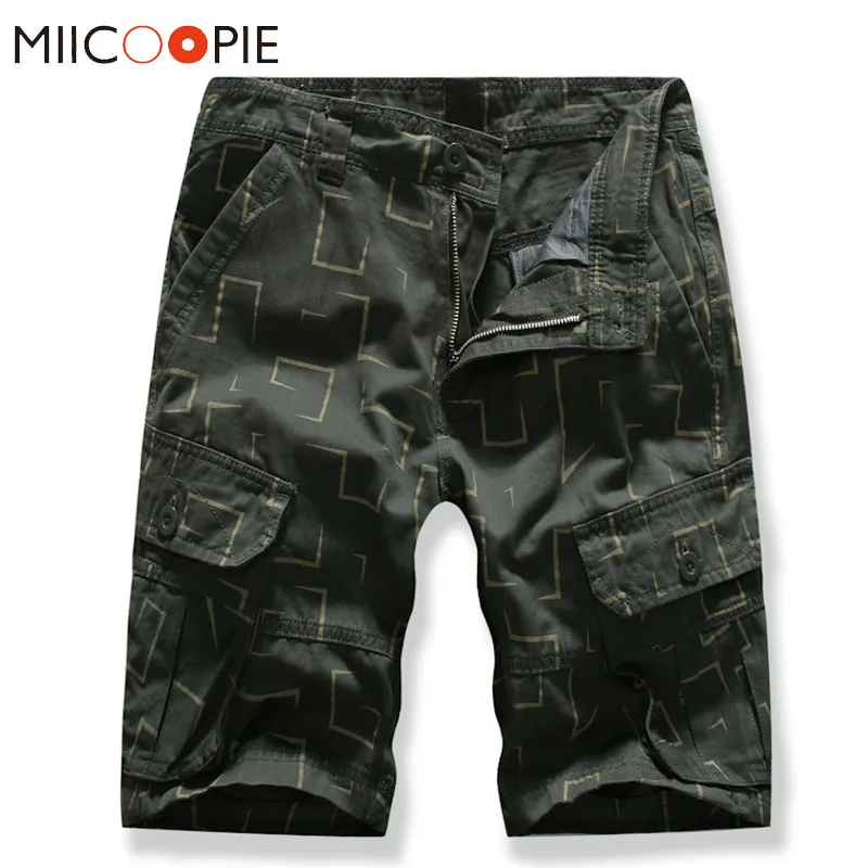 Летние х/б мужские шорты до колена шорты с несколькими карманами с геометрическим узором повседневные мужские Компрессионные шорты Карго уличная одежда