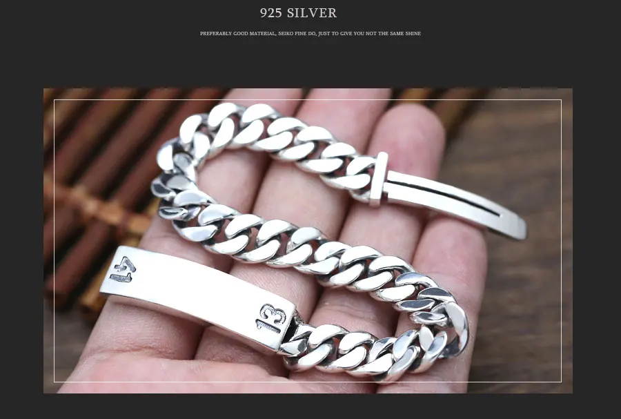 Модные Для мужчин браслет 925 стерлингового серебра подарок цифровой материал браслет-цепочка браслет ювелирные изделия Новые FB17