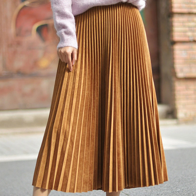 

2019 Spring Japanese Solid Kawaii Pleated Skirt Women A-Line Student Empire Mid-Calf School Uniform Sailor Skirts