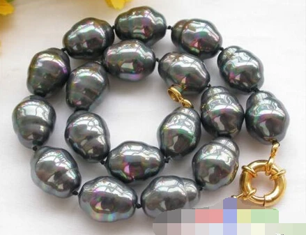 

00094 BLACK BAROQUE SOUTH SEA SHELL PEARL NECKLACE
