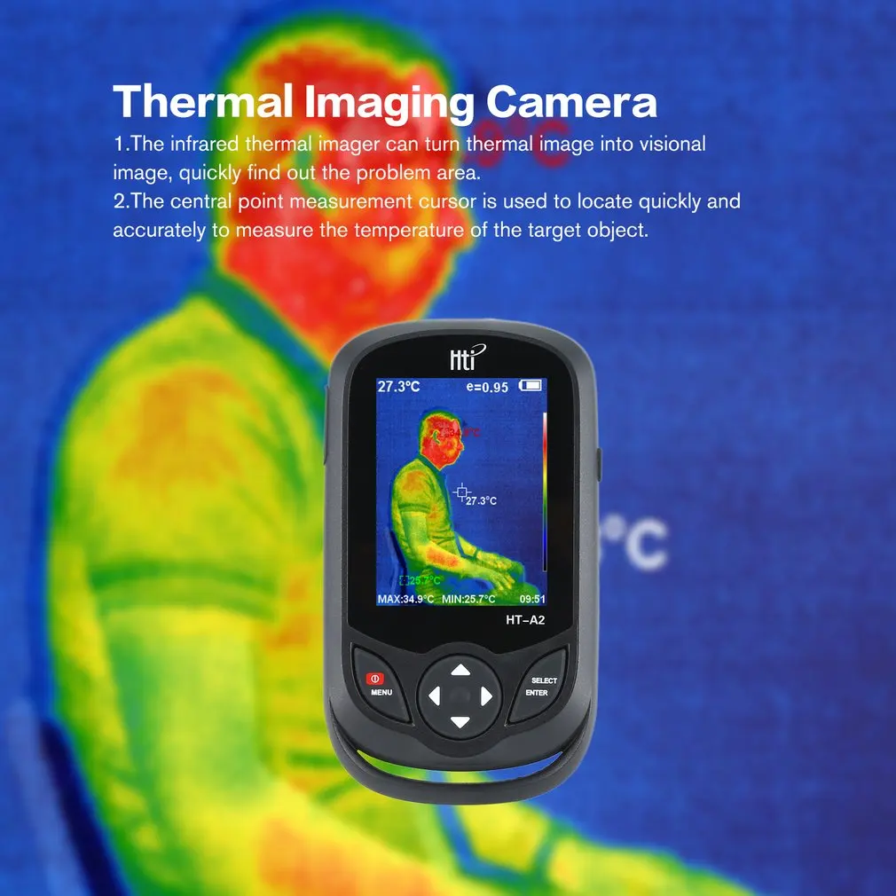 HT A2 3 2 дюймовый цифровой ИК тепловизионная камера 0.3MP Full View TFT экран Инфракрасный