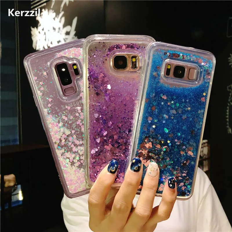 Kerzzil Блестящий жидкий зыбучий песок чехол для Samsung Galaxy S7 Edge S8 S9 Plus J3 J5 J7 2017 A3 A5 A7 A6