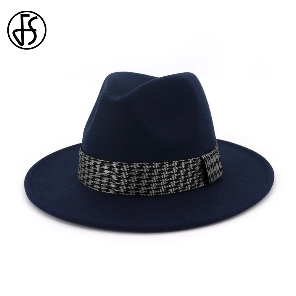 FS Autumn Winter Wool Felt Fedoras Hats For Men Men Jazz Hat Trilby