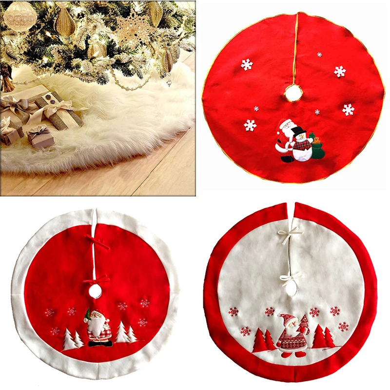JX-LCLYL  Santa Claus Print Ornaments Christmas Tree Skirt Apron Xmas Party Home Decor