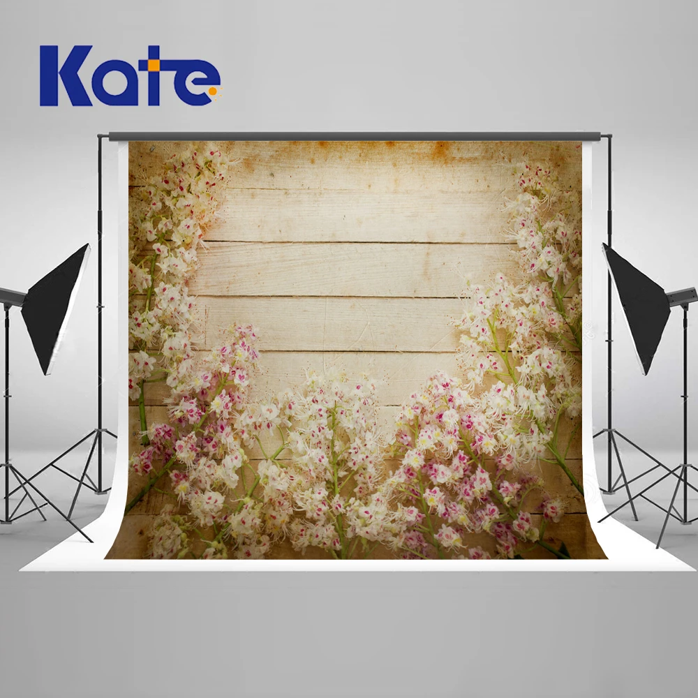 

Kate 10x10ft Retro Wood Newborn Baby Photography Backdrops Background Floral Photo Backdrop Microfiber Party Background