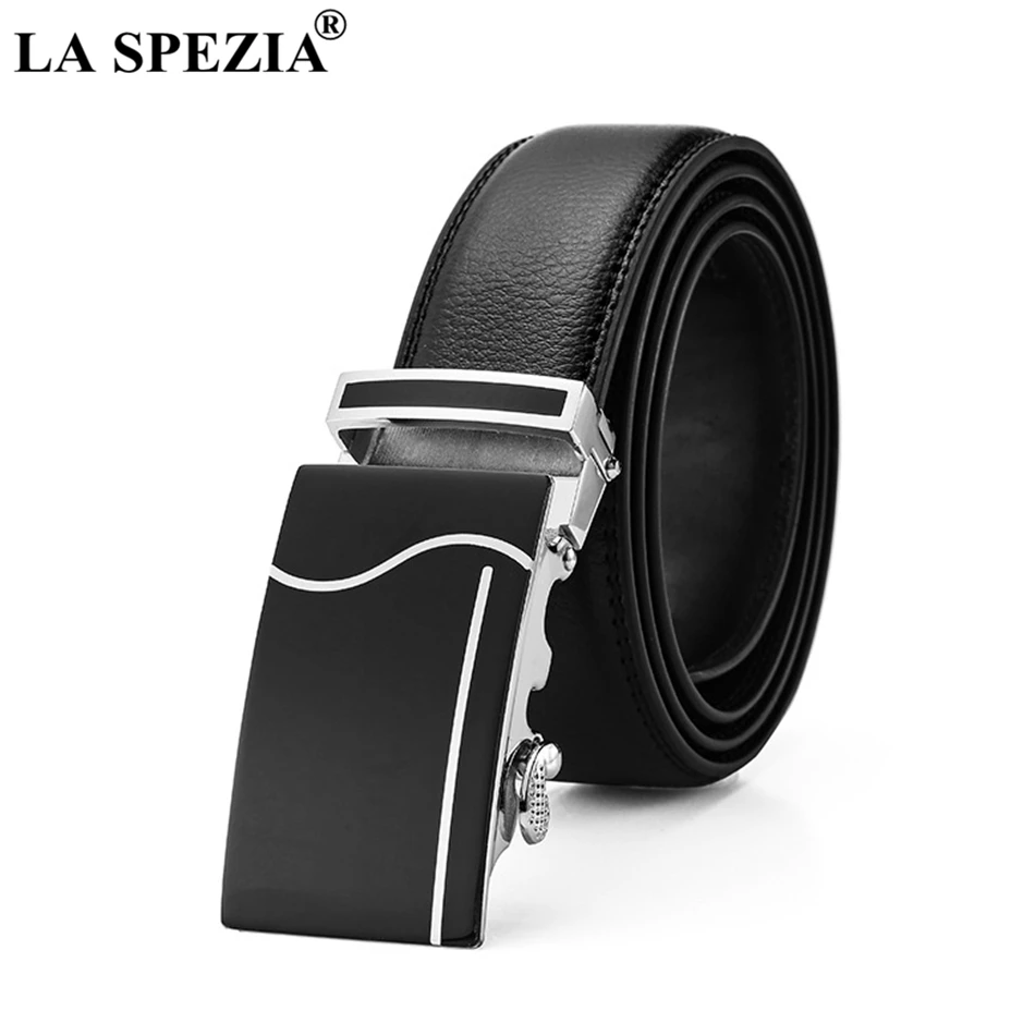 

LA SPEZIA Automatic Buckle Belt Men Black Genuine Leather Belt Male Cowhide Real Leather Business Office Classic Brand Belts