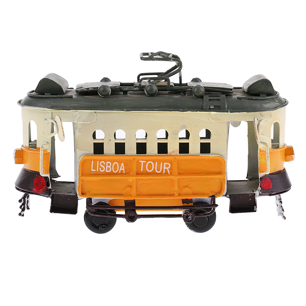 Vintage Scale Tram Model Diecast Vehicle Toy Streetcar Decoration Kids Gift