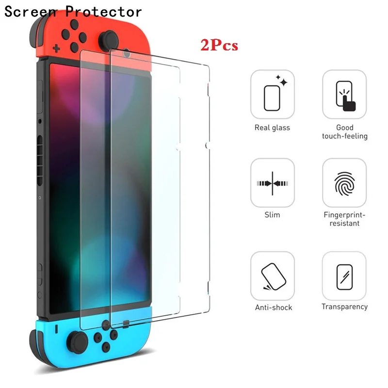 2PC Screen Protector Для nintendo консольный переключатель nintendo NS Защитная рукоятка чехол Защита экрана против царапин накладки на джойстик шапки аксессуары - Цвет: 2PC Screen Protector