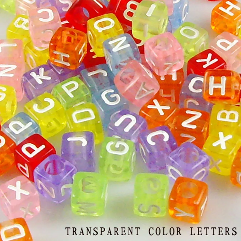 500 PCS Square Transparent color Mixed Alphabet/Letter Acrylic Spacer