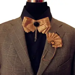 Галстук-бабочка цветок лента игла брошь мужской галстук Изысканная мода кисточкой цепь ткань с бабочками мужской костюм аксессуар для