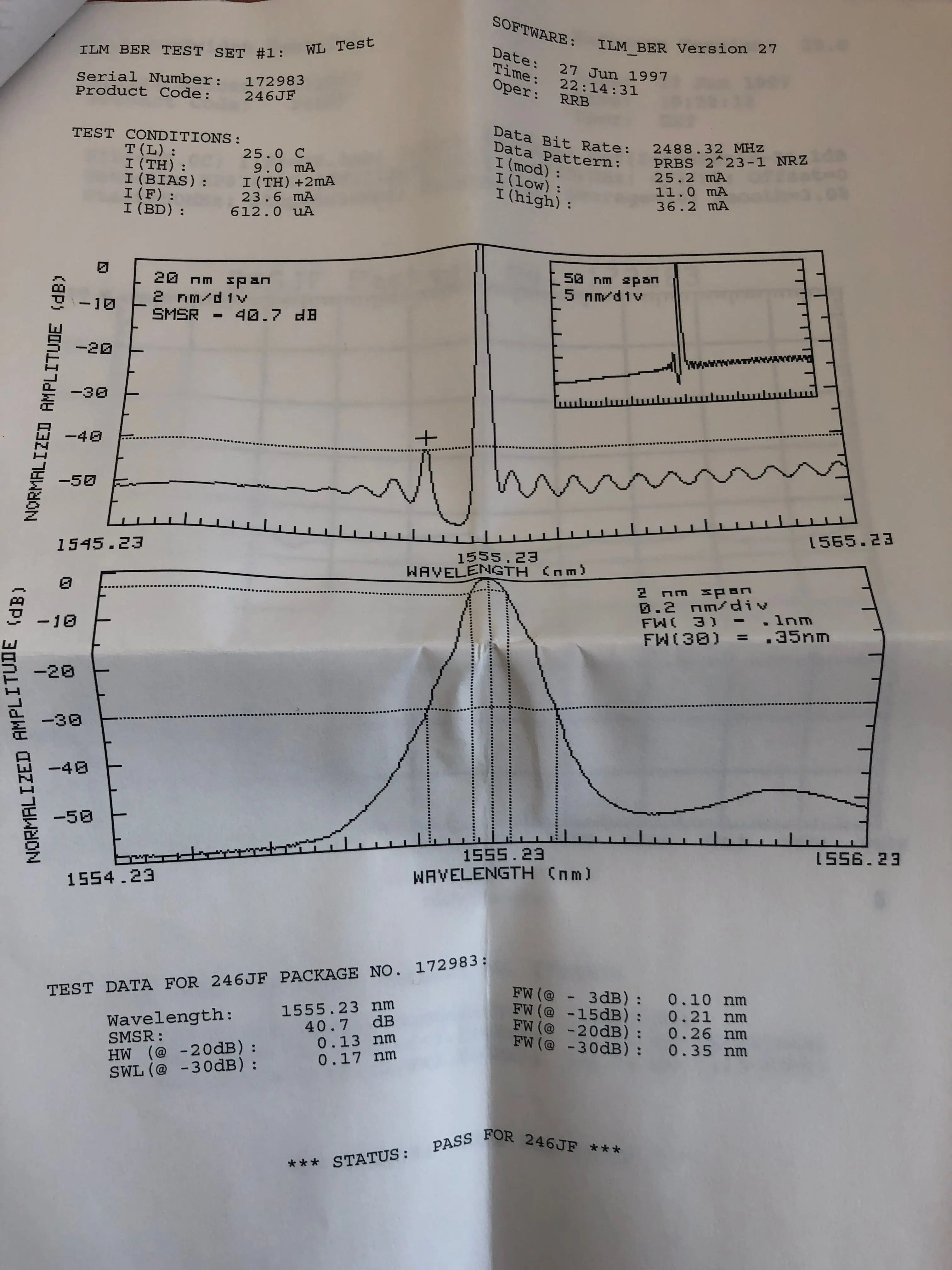 Lucent 246JF 1550nm DFB 2-4mw волоконный лазер