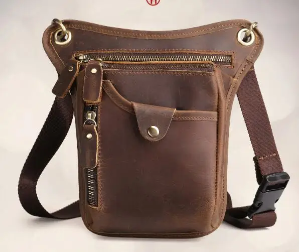 

2019 crazy horse leather men's messenger bag vintage waist pack genuine leather men's flap bag one should cross body bag