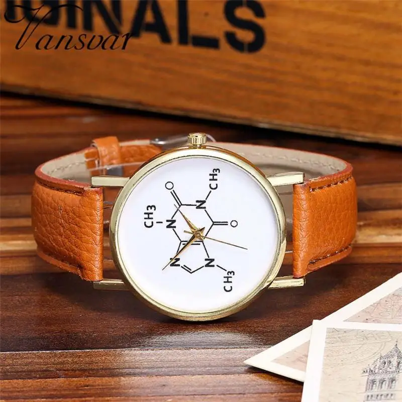 TIke Toker модные часы с химической формулой из искусственной кожи для женщин с цифровым узором унисекс студенческие часы Прямая поставка