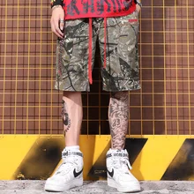 Хип-хоп, досуг, мода, Мужской камуфляж, пять шорт с вышивкой буквами, хип-хоп тренд