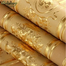Beibehang Роскошная золотая фольга обои цветочный beibehang полосатая настенная бумага рулон обои водонепроницаемый Papel де Parede