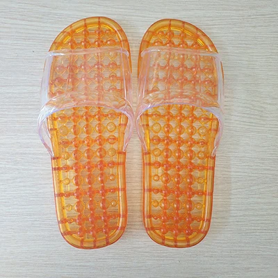 Тапочки для ванной; женские летние домашние Нескользящие массажные сандалии и тапочки; домашние тапочки с толстыми кристаллами - Цвет: Orange