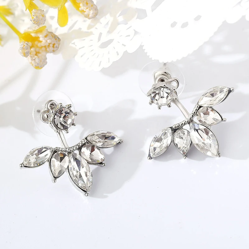 2016 Crystal Jewelry Ear Jacket Cute font b Earrings b font for Women Jewelry Double Sided