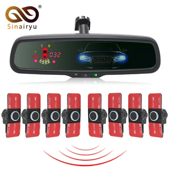 

12-inch interior rearview mirror monitor front and rear parking sensor with original bracket 8 PCS 16 mm flat radar sens