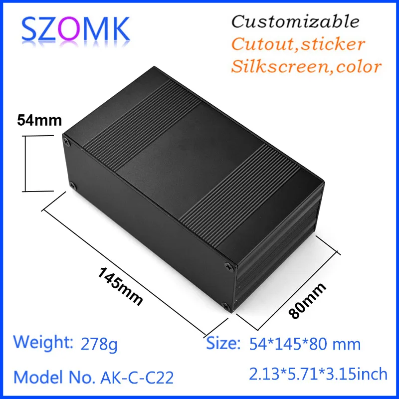 

1 piece, 54*145*80mm szomk electrical box aluminum enclosure box power supply aluminum case extrusion project junction housing
