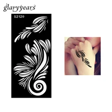 1 шт полые хны трафарет татуировки черный цвет цветок хна Рисование пастой леди тело ручная работа трафарет татуировки сексуальный продукт S2120