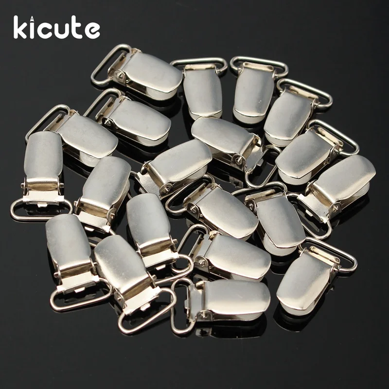 Kicute, 20 шт.,, мини-зажимы для бумаги, 14 мм, сплав, зажимы для подтяжек, серебряные лямки, крюк, ремень, скоба, для дома, офиса, школы, поставка