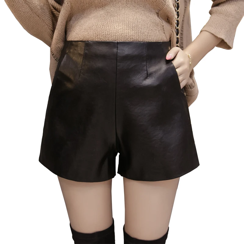 loose leather shorts