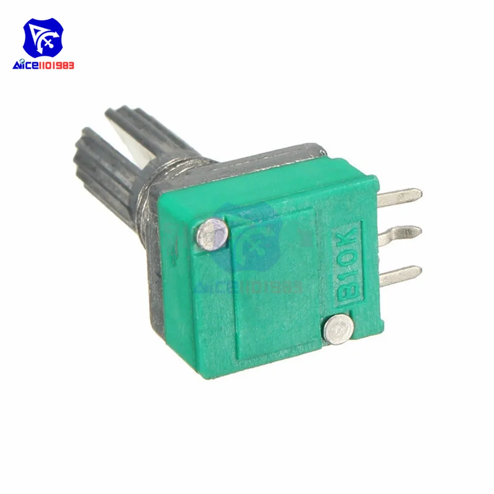 15mm 5K 10K 20K 50K 100K 500K Ohm 3 Pin Single Linear Rotary Potentiometer 6mm Knurled Shaft for Arduino 5PCS/Lot