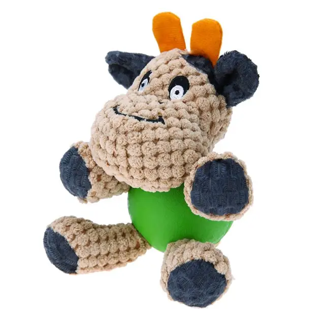 Pet Dog Cotton Rope Rubber Sound Squeak Toy Cattle Shape Pet Puppy Teeth Chew Cute Toy Dogs Pet Supplies Goods Accessories