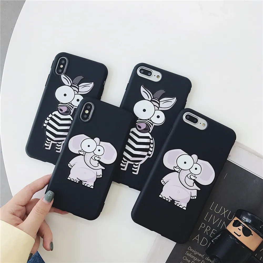 Персональный черный все включено Зебра слон Мобильный Корпус для iPhone 6 6s 7 8 Plus