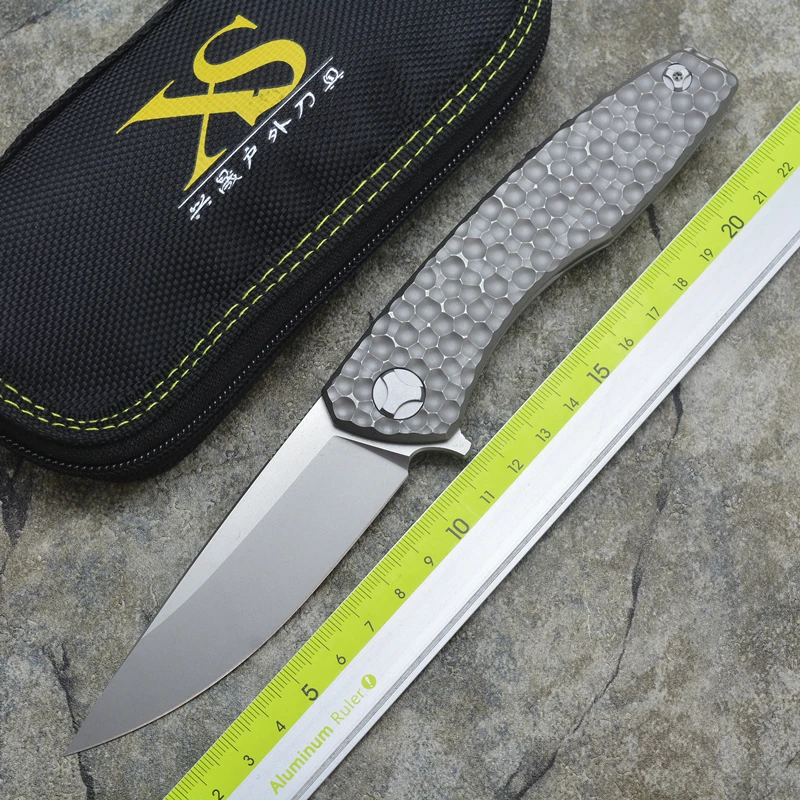 

Svarn flip folding knife ball bearing D2 blade TC4 titanium handle camping multi-purpose hunting EDC tools