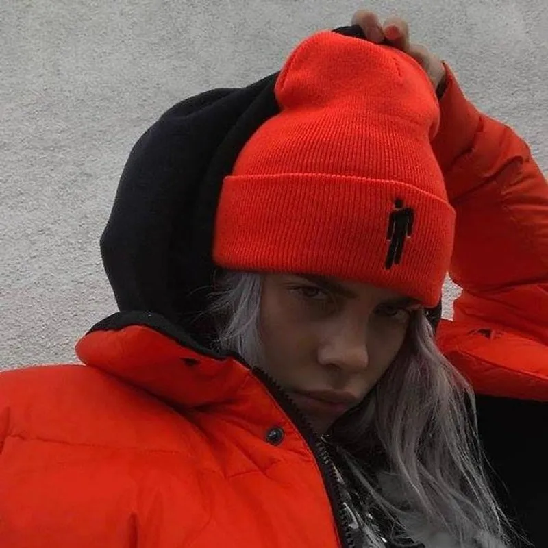 Новинка Billie Eilish Beanie 4 цвета Женская Повседневная зимняя шапка простая хип-хоп вязаная шапка для девочек Теплая Шапка-бини