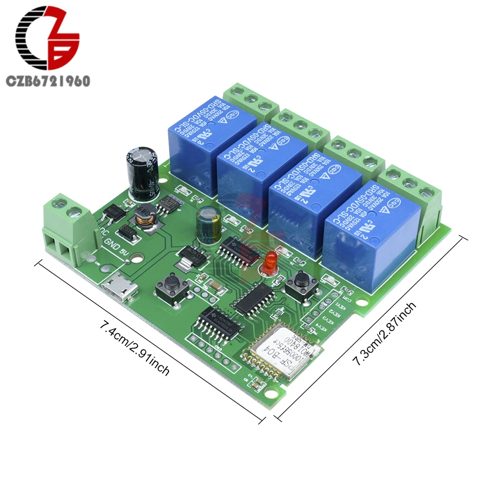 12 В 220 В Wifi релейный переключатель 4 канала беспроводной Wifi релейный модуль дистанционное управление переключатель приложение управление переключатель 5-32 В для умного дома