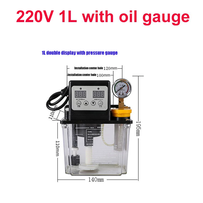 1L with oil gauge 1 шт. 220 в 1л 2л 2 литра смазочный насос автоматический смазочный масляный насос с ЧПУ электромагнитный смазочный насос лубрикатор - Напряжение: 1L with oil gauge
