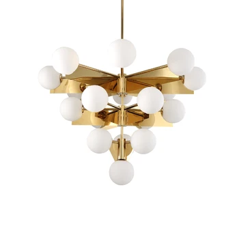 

Modern Lamp Suspendue Lumiere LED A Manger Lit Chambre Foyer Rond Boule De Verre Noir Or Nordique Simple Moderne Pendant Lamp