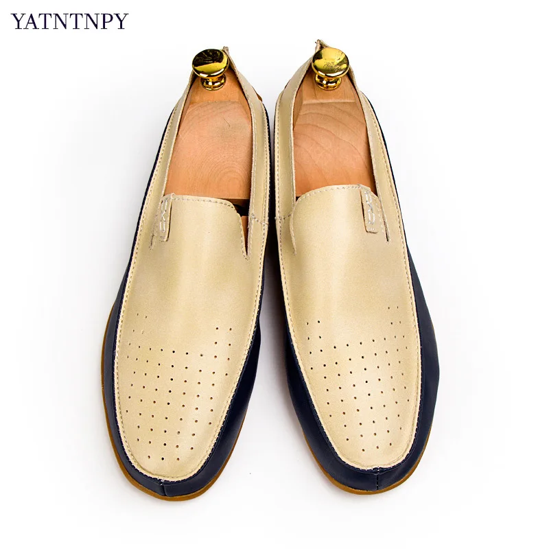 YATNTNPY/большие размеры; Мужская обувь; повседневная кожаная обувь; Мужская мягкая обувь для вождения; удобные мокасины на плоской подошве; размеры 45-47