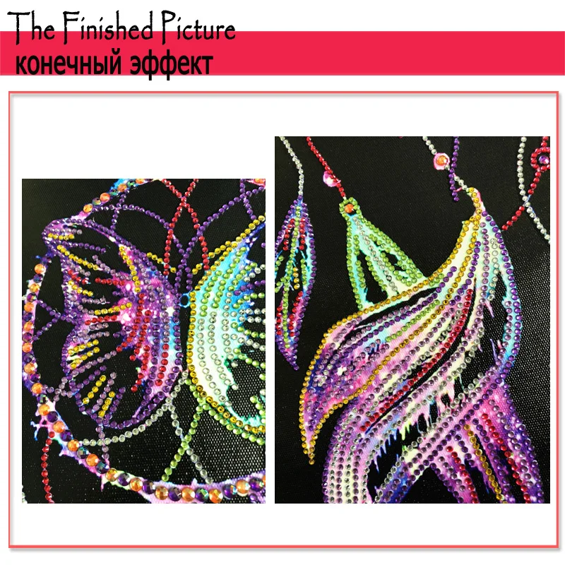 RUBOS DIY 5D Diamond Embroidery Dreamcatcher Butterfly Diamond Painting Crystal Bead Mosaic Picture Rhinestone Handicraft Gift (5)