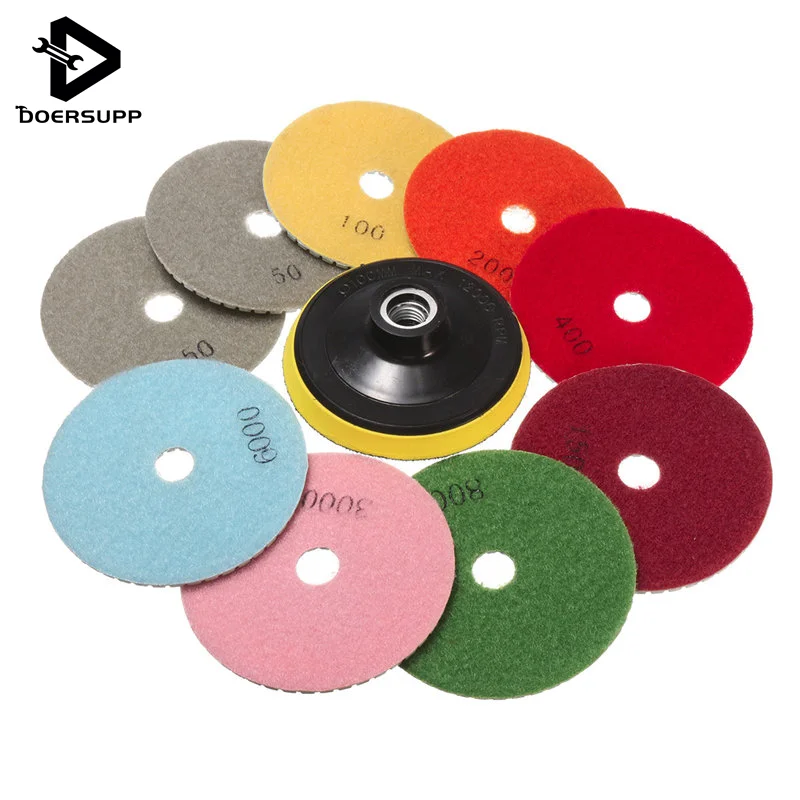 

Newest 10PCS/set Wet Dry 4 Inch Diamond Polishing Pad Saw Discs For Granite Marble Polish Best Price