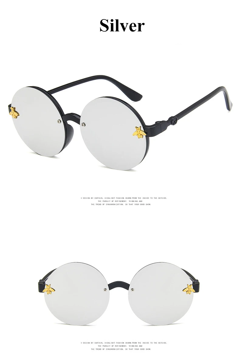 Дети очки без оправы для очков красочные детские солнцезащитные очки для мальчиков большая круглая рамка пчелиный улей девочек UV400 с коробкой