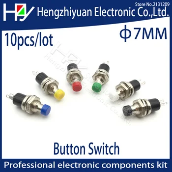 

Hzy 10Pcs/lot 7mm Thread Multicolor 2 Pins Momentary Push Button Switch Black Blue Green Red White Yellow PBS-110