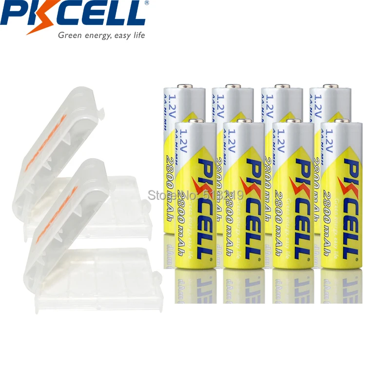 8 шт. батареи PKCELL AA 1,2 v 2600~ 2800mah NIMH аккумуляторы aa и 2 шт. батареи коробка держатель Чехлы для AA/AAA батареи