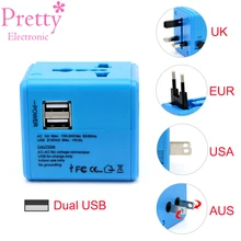 Электрический переходник Универсальный UK US AU EU AC зарядное устройство для путешествий адаптер конвертер двойной USB быстрая зарядка