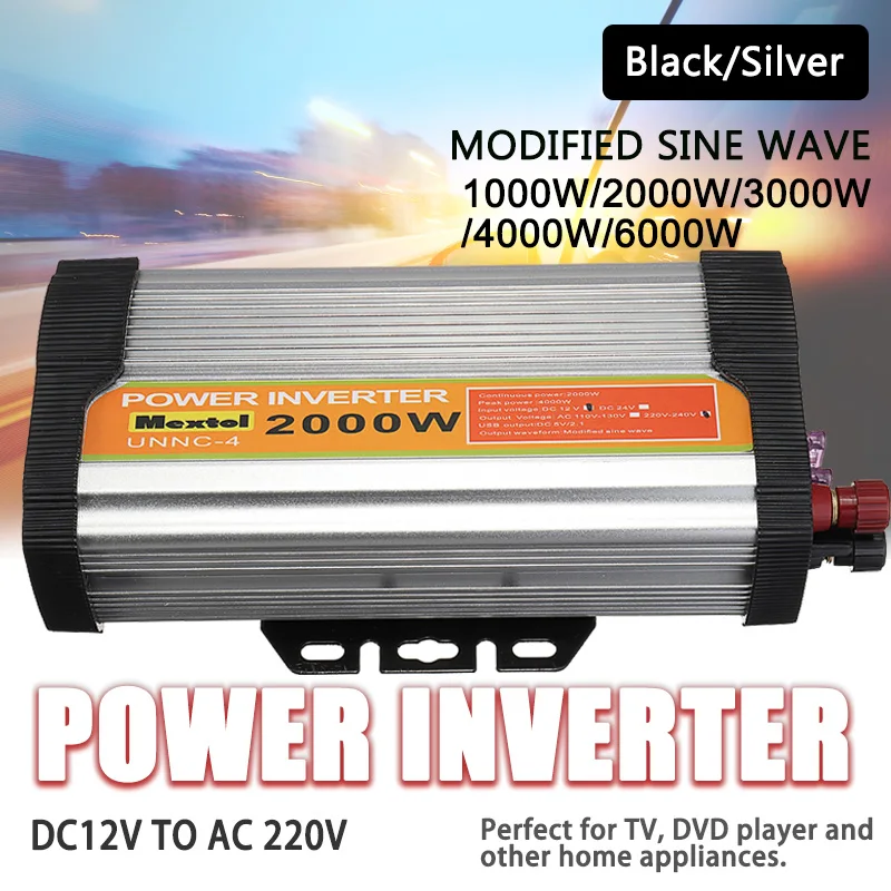 Солнечный Мощность инвертор 2000/6000/8000/12000W пики 12V 220 В Модифицированная синус волна Напряжение трансформатор для дизельных двигателей дизельный двигатель с зарядкой от USB