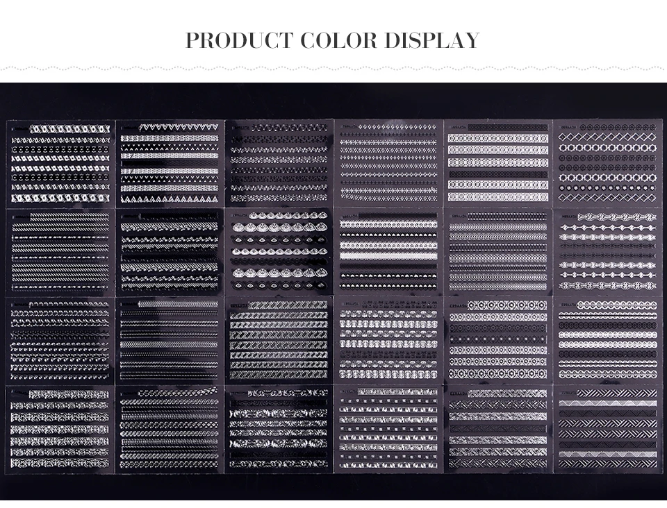 48 шт золотистого, серебряного, черного цвета в полоску, 3D наклейки для ногтей, набор, любовь, сердце, цветок, наклейка, переводная наклейка, сделай сам, маникюр, дизайн ногтей, украшение