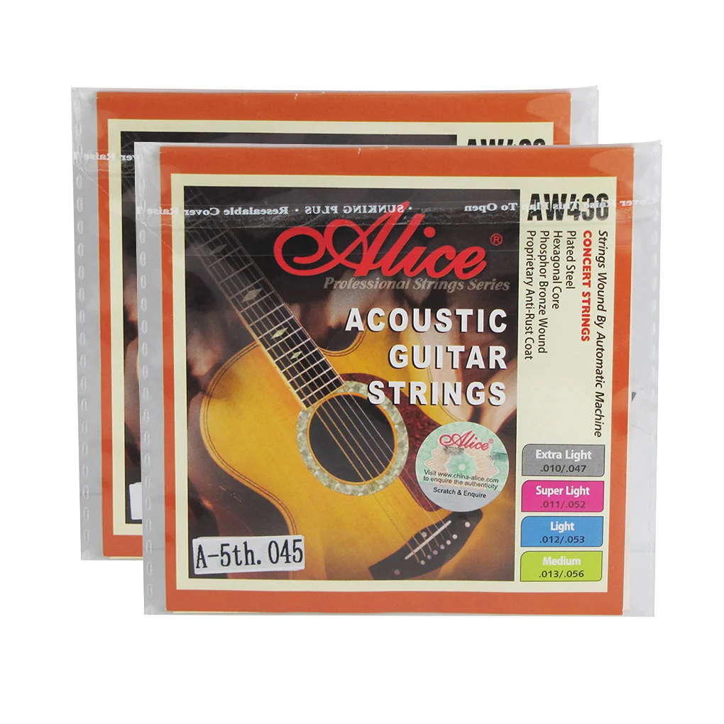 2pcs Alice Acoustic Guitar A 5th String .045 Plated Steel & Phosphor