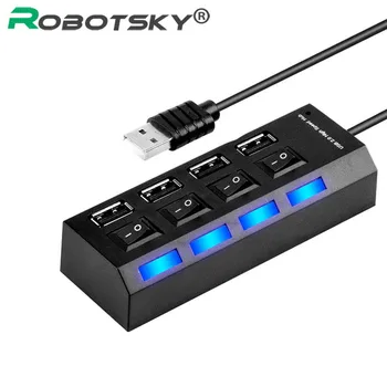

4 Ports USB Hub 2.0 High Speed 480Mbps Hub USB On Off Switch USB Splitter Adapter For PC Laptop Computer Notebook