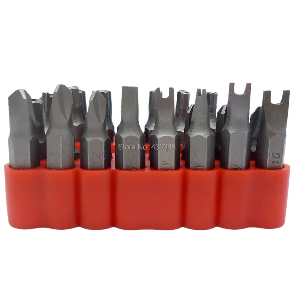 SCREWDRIVER BIT SET 33 PC SECURITY TOOL DRILL HOLDER TORX STAR HEX WITH RED CASE